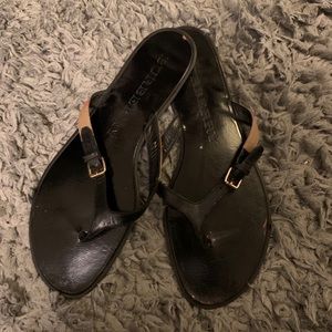 Burberry Black and Tan Women's Sandals